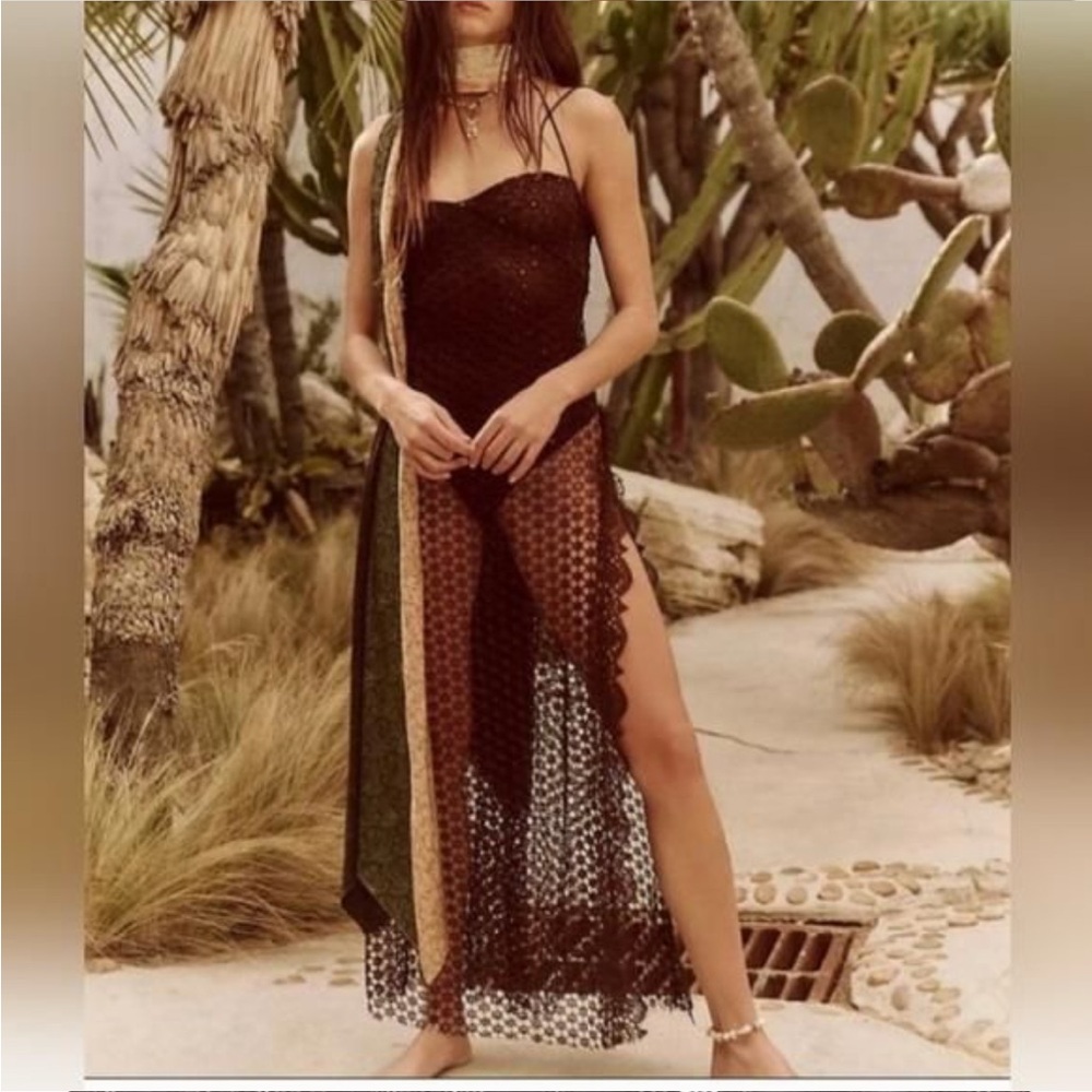 Free People Black and Brown Maxi Dress